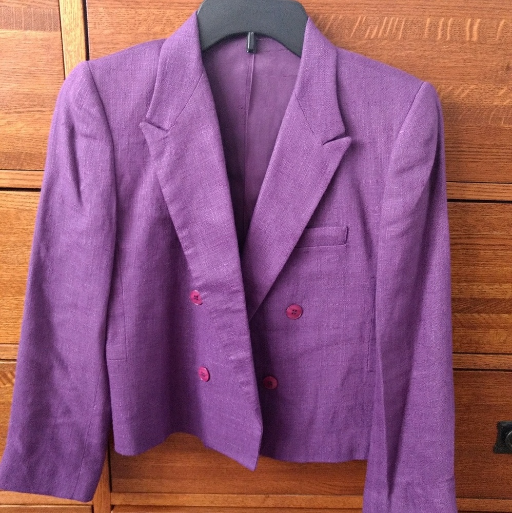 Purple Double Breasted Skirt Suit